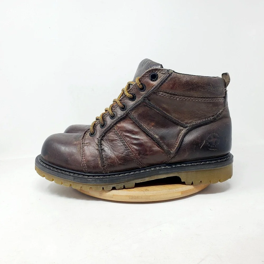 Dr Martens Boots Mens 10 Fynley Brown Lace Up Y2K Grunge Punk‎ Hiker Work Shoes